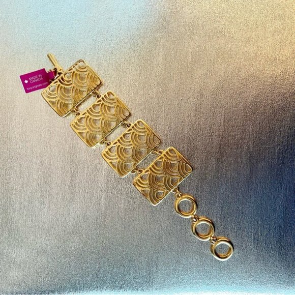 Foxy Originals Art Deco gold tone Arabia bracelet rectangle - Picture 8 of 9